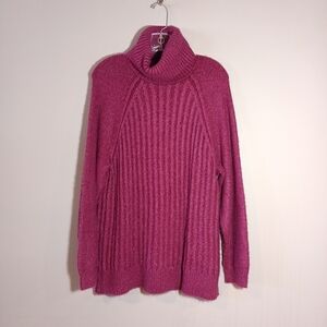 Free People Big City Turtleneck Sweater In Mulberry Size L